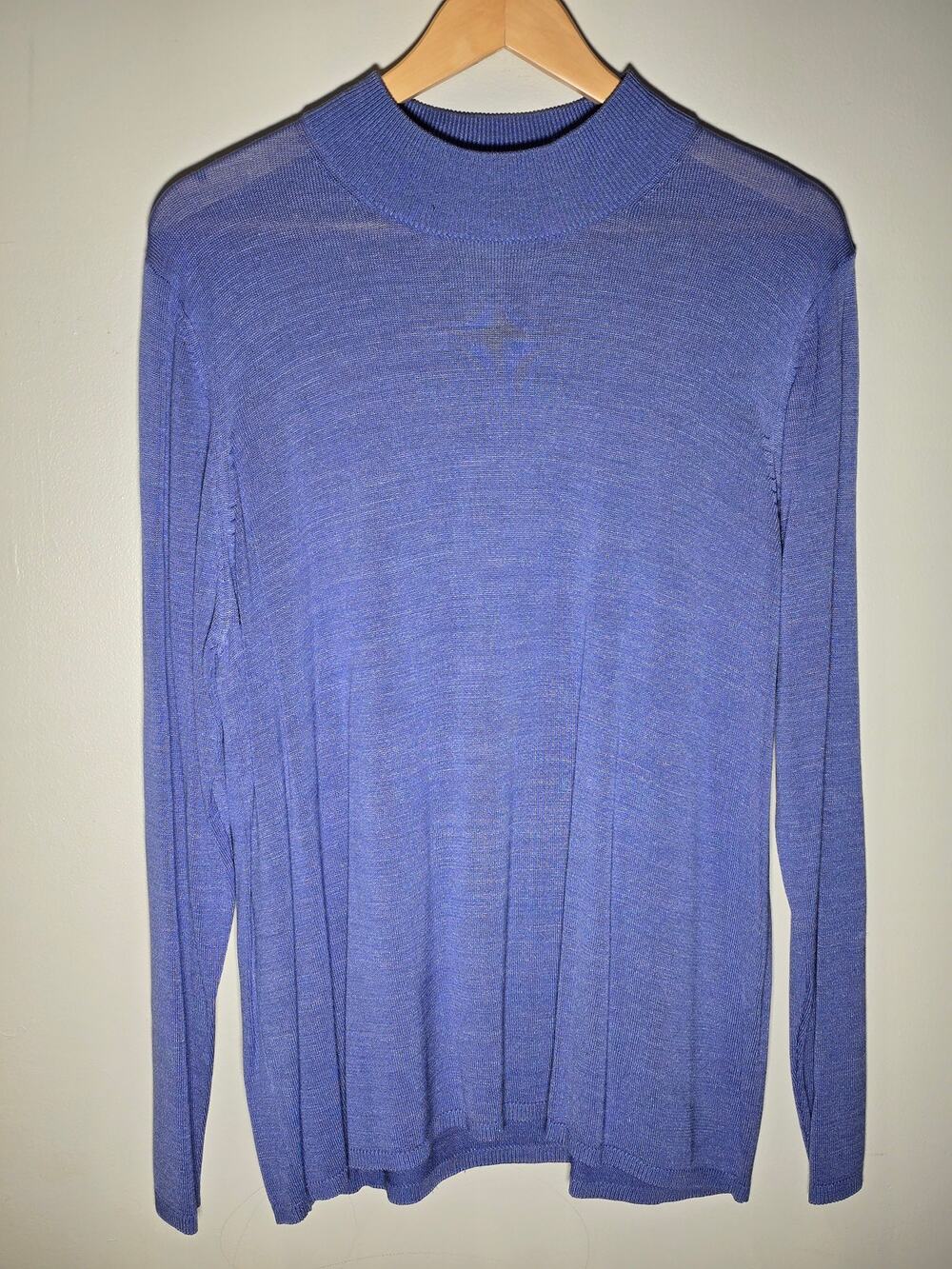 NWT August Silk Mock Neck Sweater 2X Womens Periwinkle Blue 100% Silk Plus Size